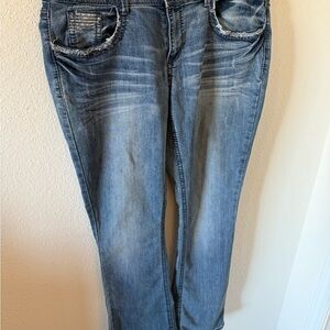 Stylish Faded Blue Straight Leg Jeans